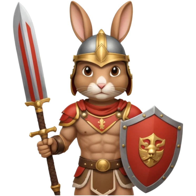 a rabbit Roman Gladiator, half upper body emoji