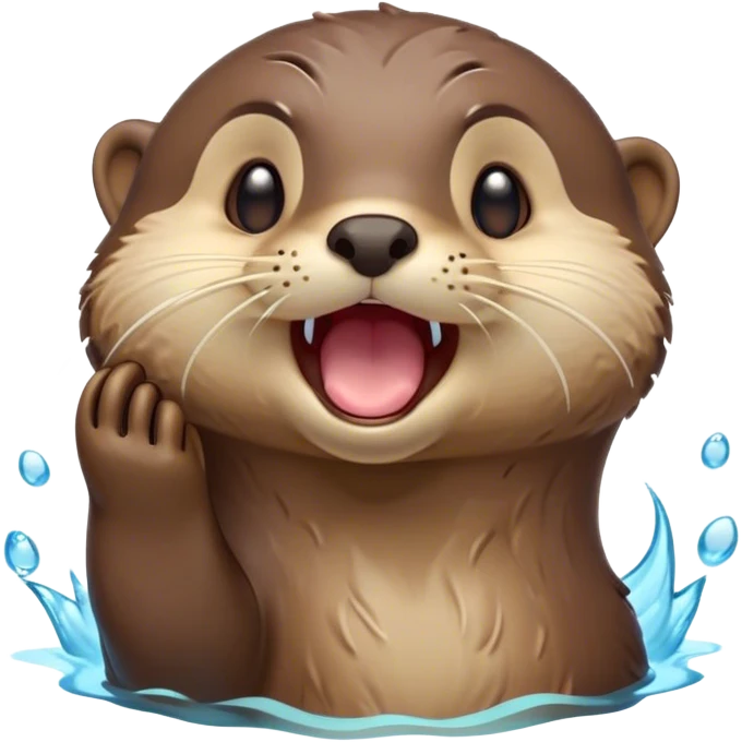Cinematic Cute Yawning Otter Portrait Emoji, Head tilted slightly with a dramatic, wide-open yawn, showcasing a soft, sleek brown Fur with slightly drooping ears, round eyes barely open in drowsy contentment, Simplified yet irresistibly adorable features, highly detailed, glowing with a soft, cozy glow, high shine, relaxed yet expressive, stylized with a touch of aquatic whimsy, bright and endearing, soft glowing outline, capturing the essence of a sleepy yet affectionate otter, so drowsy it feels like it could glide right out of the screen and curl up for a nap! emoji
