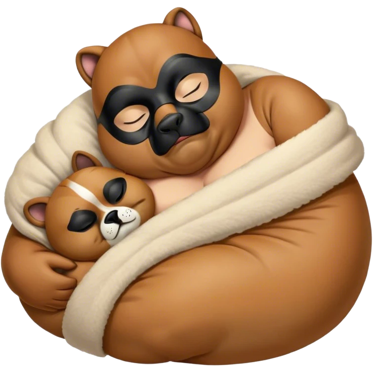 Cinematic Meme-Worthy Chubby Sleeping Boxer Portrait Emoji, Head resting peacefully with a contented smile, showcasing a delightfully chubby build and a luxuriously soft fawn coat with a striking black mask, eyes shut in a serene nap, Simplified yet hilariously adorable features, highly detailed, glowing with a soft, drowsy light, high shine, relaxed and utterly lovable, stylized with an air of playful laziness, bright and heartwarming, soft glowing outline, capturing the essence of a comically sleepy Boxer, so meme-worthy it feels like it could instantly become the next viral sensation of adorable slumber! emoji