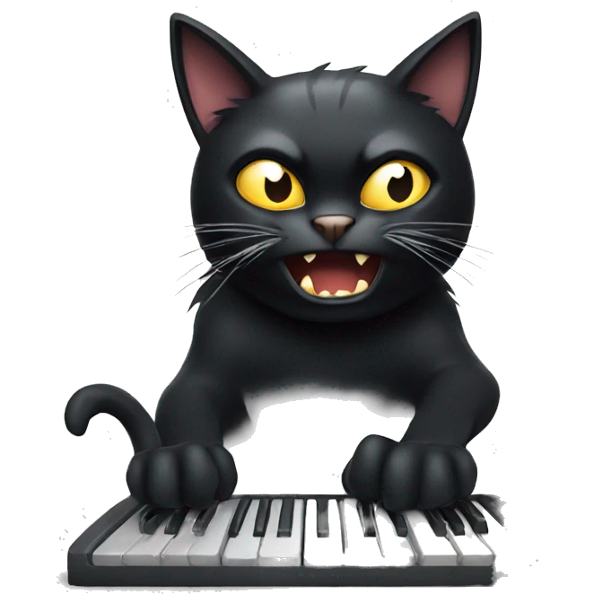 angry cartoon black cat smashing keyboard emoji