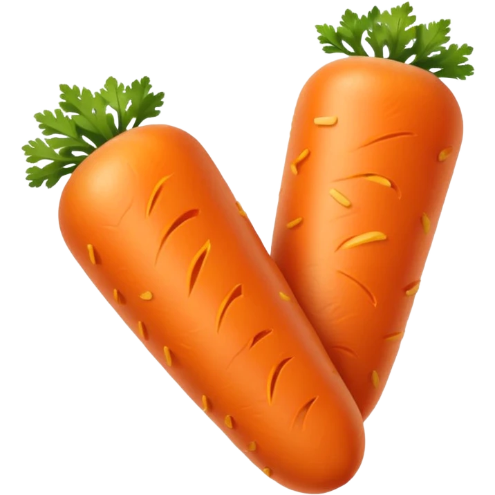 Orange carrot pieces, short fat cylinders, both ends rounded like mini hot dogs emoji