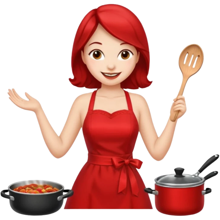 pinup girl in dress and stocking while cooking emoji