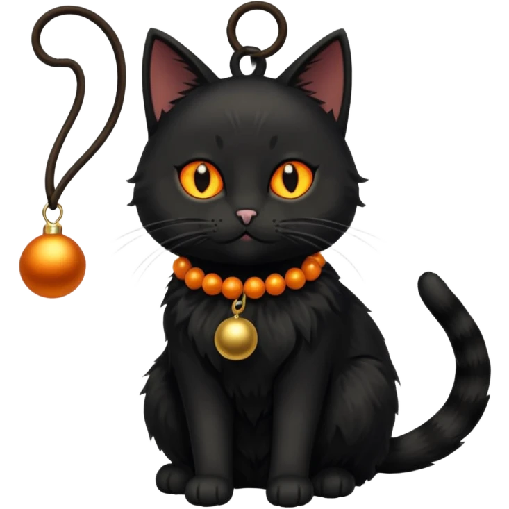 black cat wearing a jingle bell necklace full body emoji