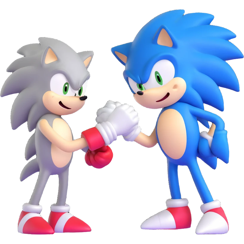 Sonic the Hedgehog and Silver the Hedgehog fist bumping emoji