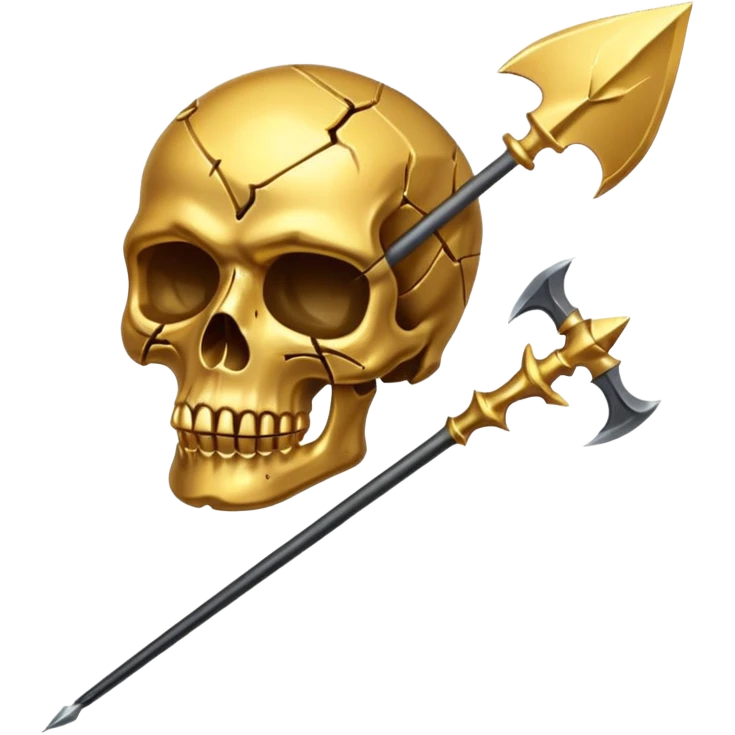 broken gold skull with a spear emoji