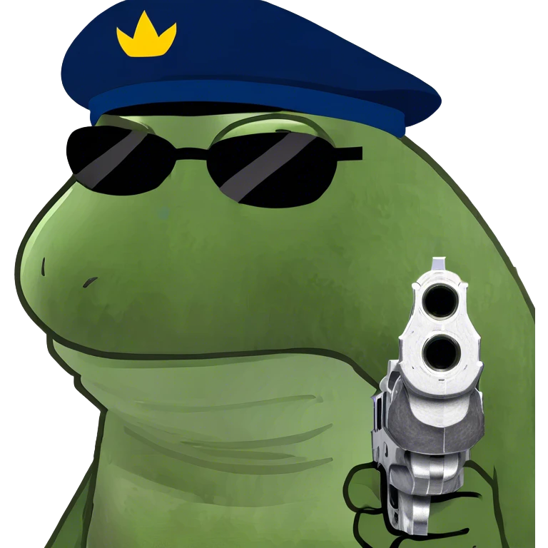 with gun, sun glasses, and french hat emoji