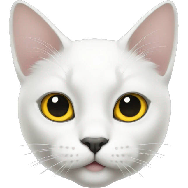 White cat with black spots and yellow eyes emoji