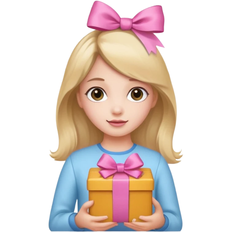 🥳🎀 pembe bir tokasını takan bey kızın elinde bir hediye var emoji