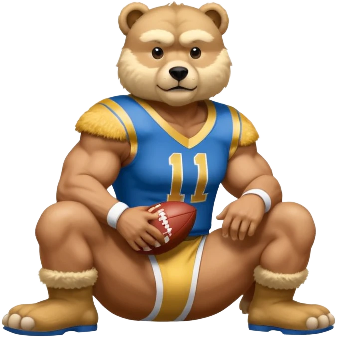 Can you create a emoji of threw Nebraska Cornhusker mascot sitting on top of the UCLA Bruin mascot emoji