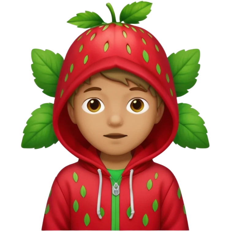 Kids in Fruit Clothes 
A kid wearing a strawberry hoodie with green leaf hood.


































 emoji