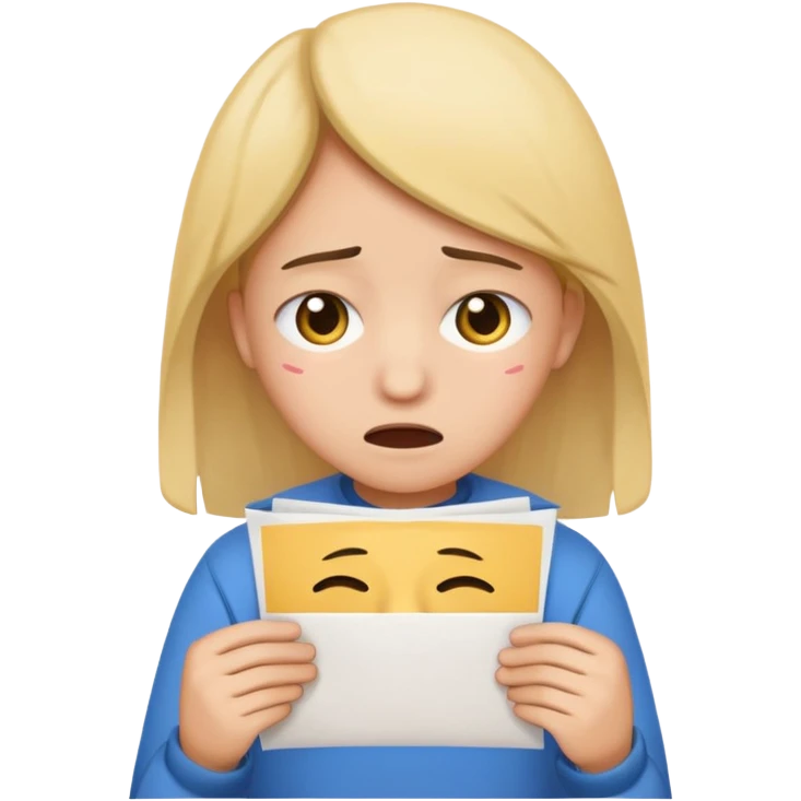 emoji student sad holding paper IELTS 5.5, crying, failure, white background emoji