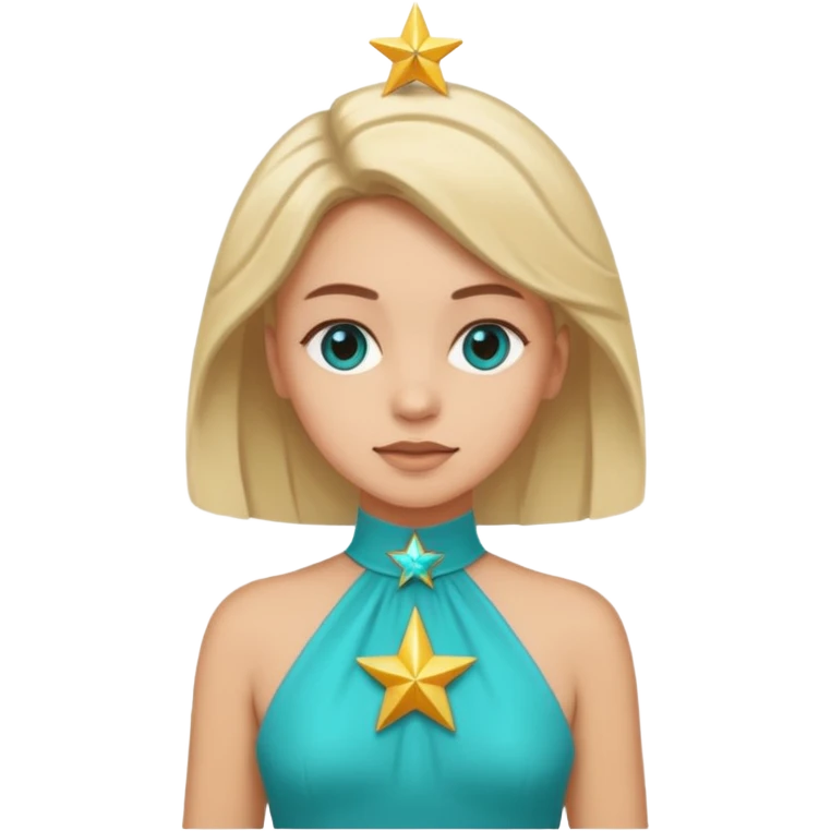 star wearing a turquoise dress shaped into a real star not a person emoji