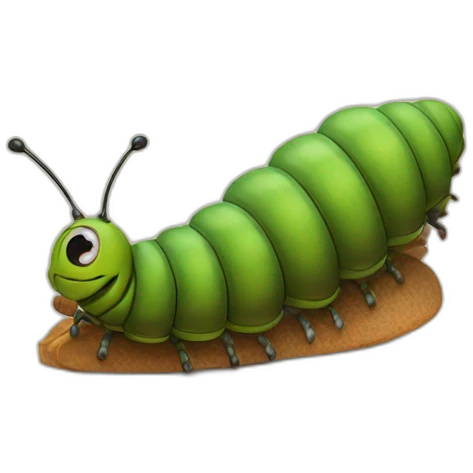Caterpillar riding a roach emoji