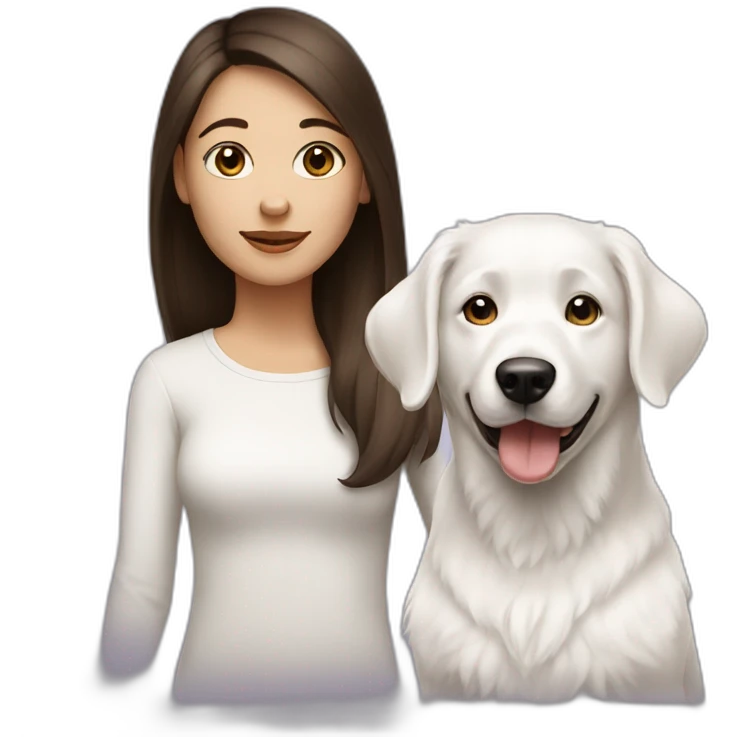 Brunette Girl and White dog emoji