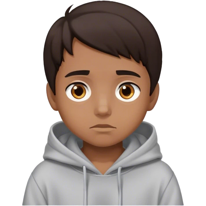 A boy with brown eyes, dark brown hair, wearing a oversized hoodie watching Netflix  emoji