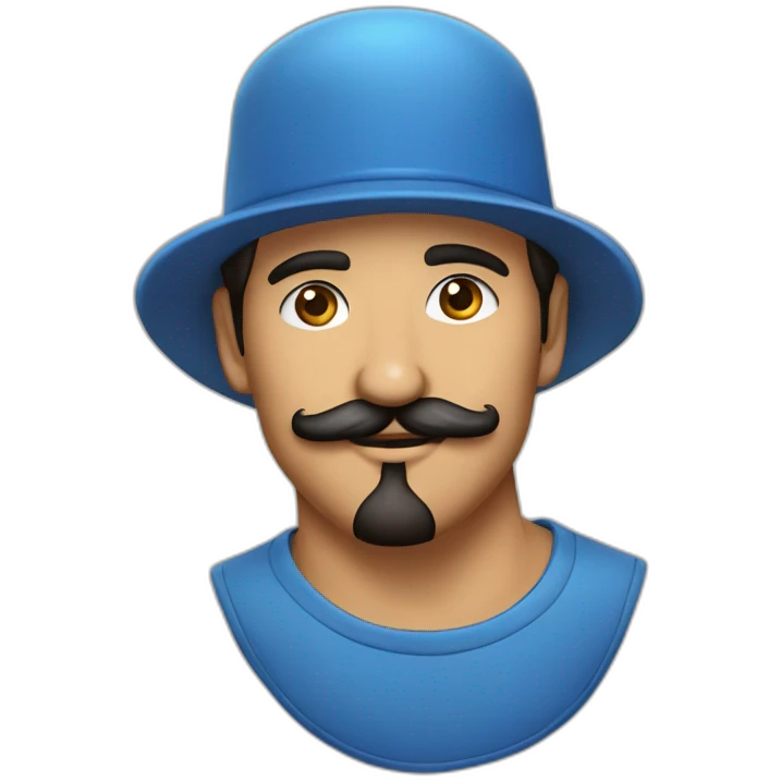 hombre chicano bigote y poca barba en el menton con gorra azul  emoji