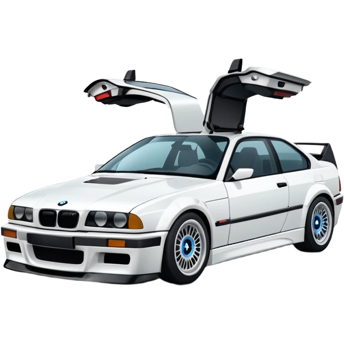 white bmw m3 e36 + Delorean emoji