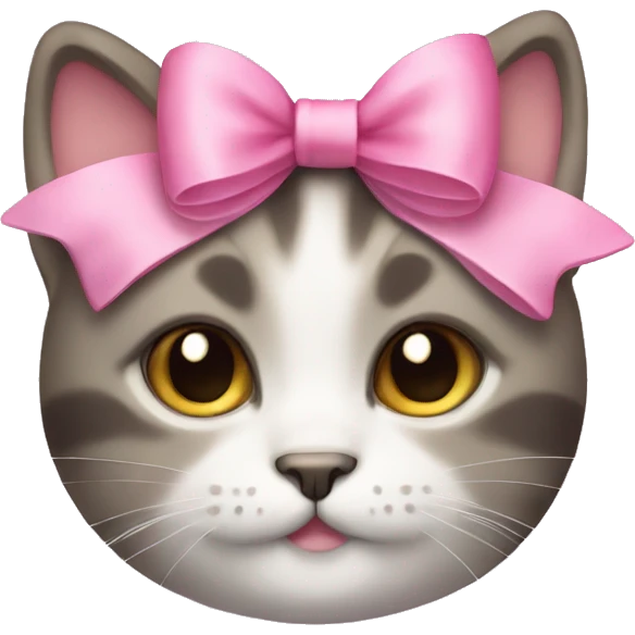 Cute cat with a pink bow emoji