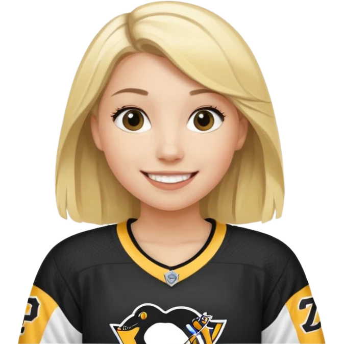 Girl blonde with hockey jersey pittburgh penguins emoji