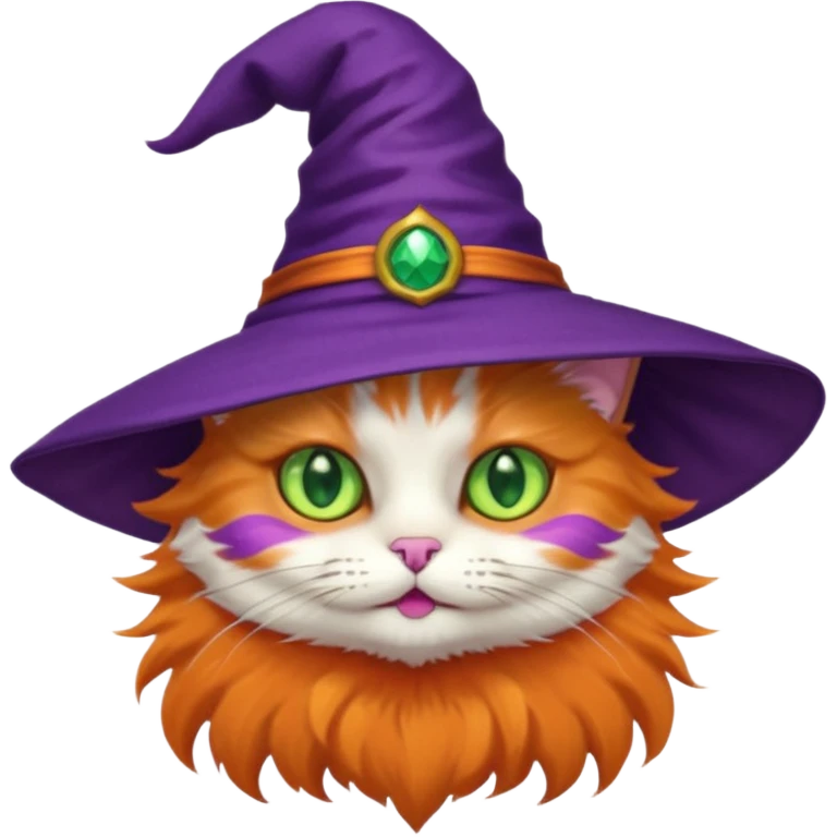 cat wear purple wicth hat emoji