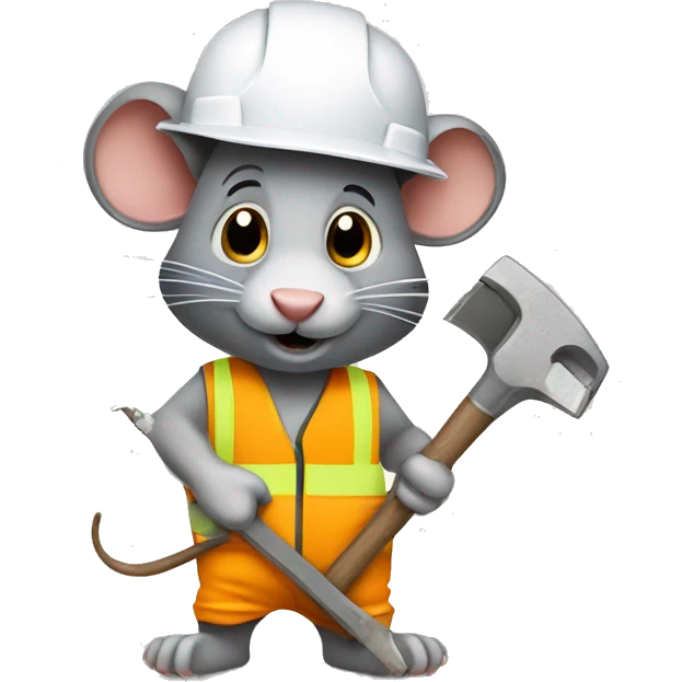 Rat Construction worker with a hard hat and tools emoji