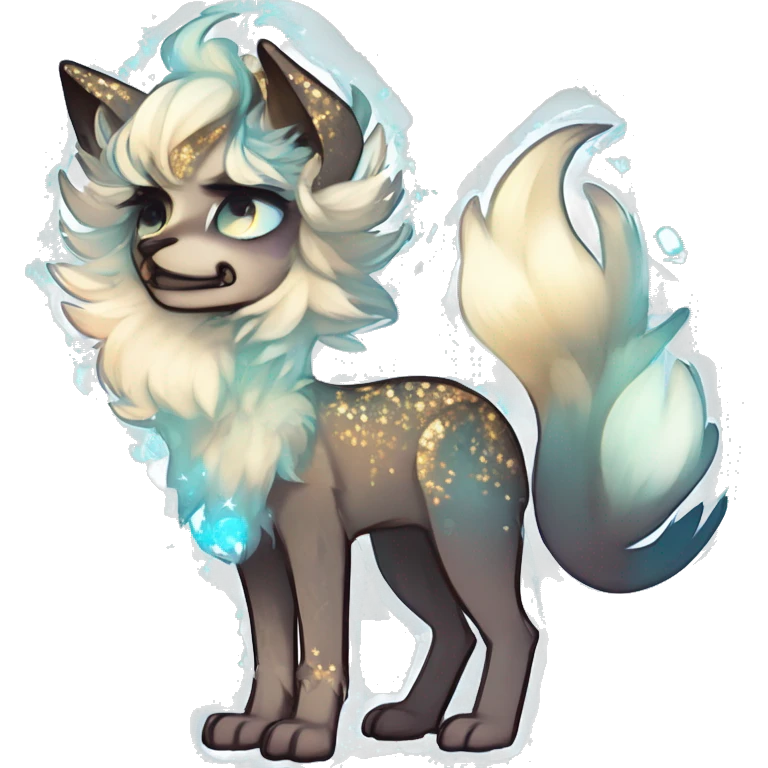 Cool cute Kawaii edgy ethereal futuristic modern epic fantasy animal sparkle fursona Fionbri creature by griffsnuff & LiLaiRa & Falvie full body emoji