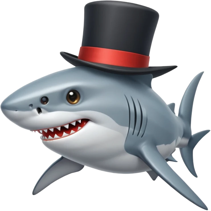 Shark with a top hat emoji