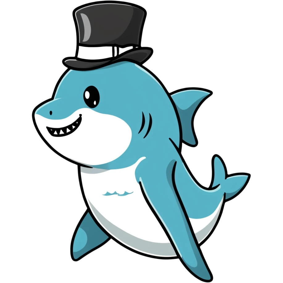 Shark with a top hat emoji