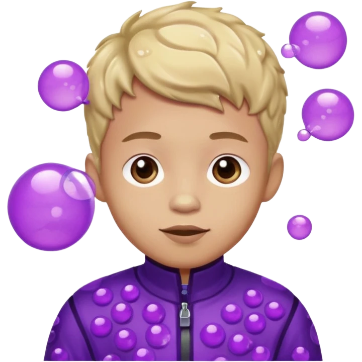 Kids in Fruit Clothes 
A boy in a grape outfit with round purple bubbles. 




































 emoji