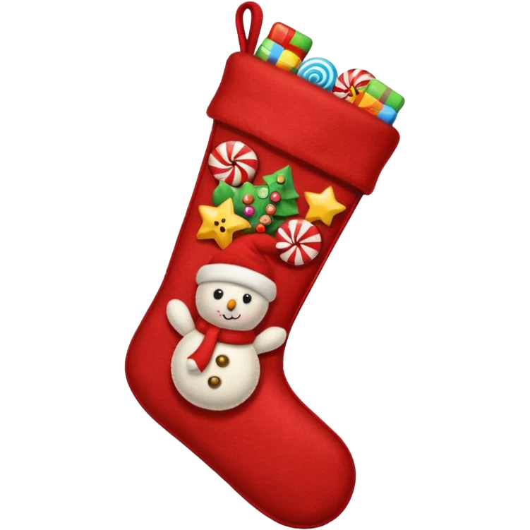 A cozy old-timey Christmas stocking full of vintage toys and candy emoji