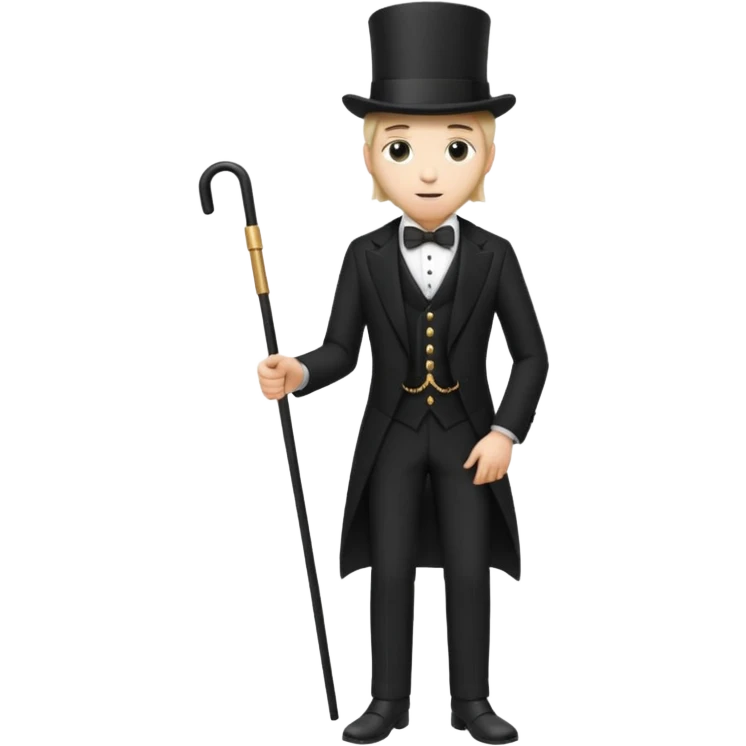 classic 19th century man in formal attire and top hat, full body, standing, front view emoji