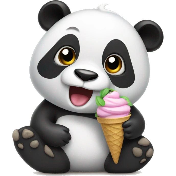 Panda eating ice cream emoji