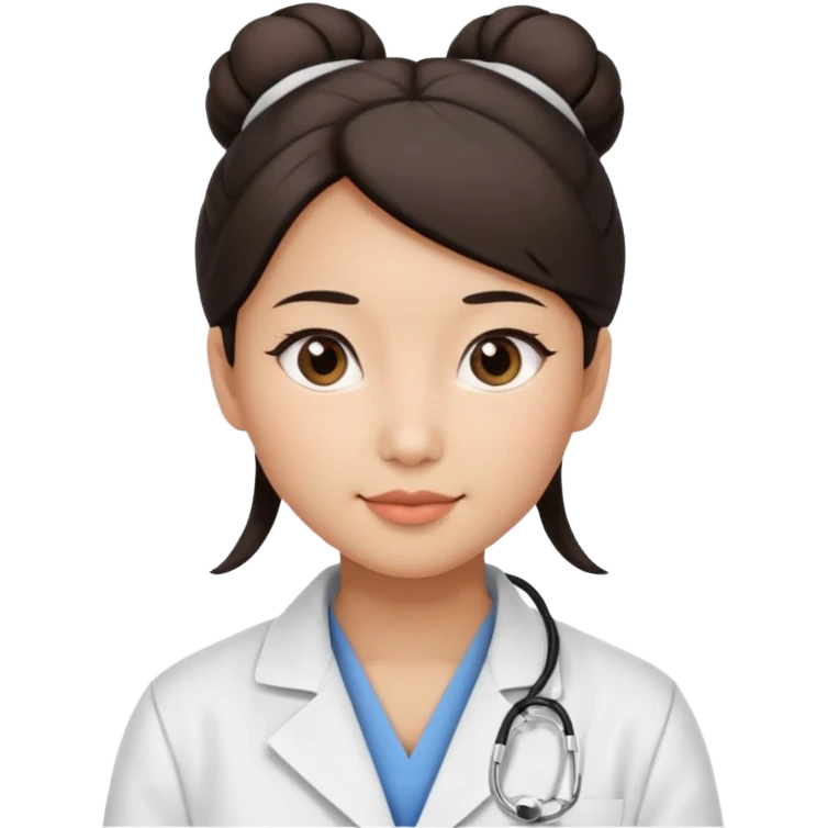emoji of an asian woman with a bun who is a guru in the lab emoji