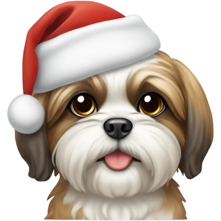 Shih tuz wearing a Christmas hat  emoji
