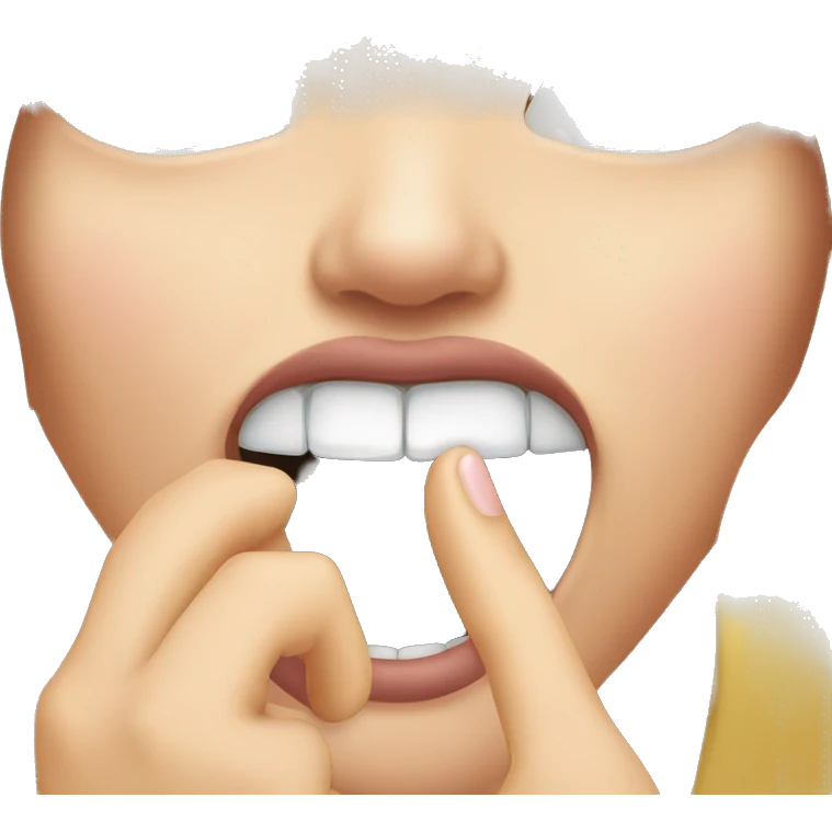 girl's hand in 2 side of mouth  emoji