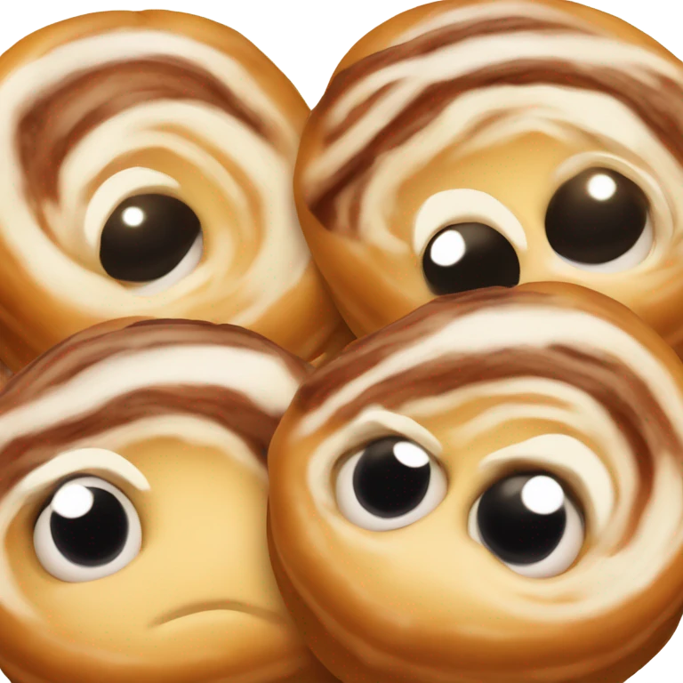 cinnamon bun with cute eyes emoji