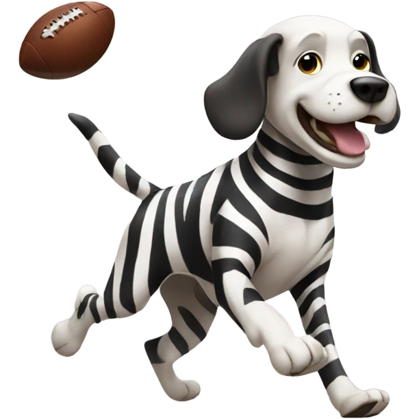 Dog playing football against zebra  emoji