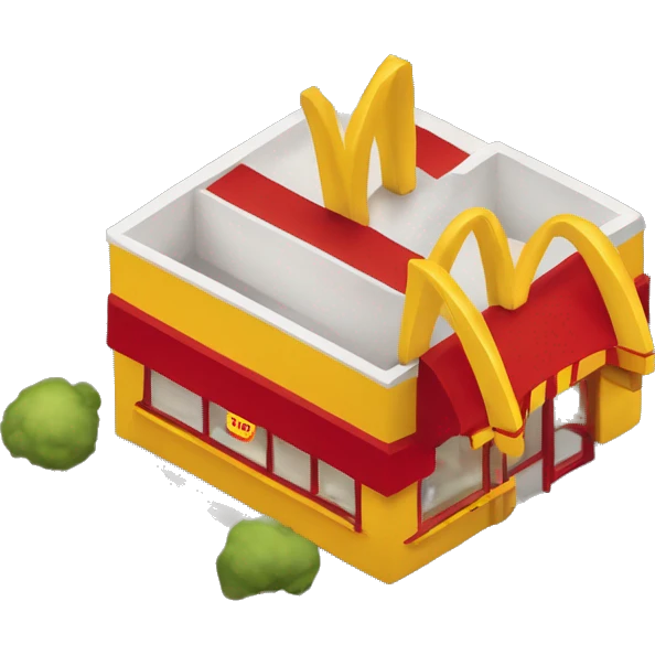 “McDonald’s store with the iconic golden arches, a red and yellow color scheme, and a simple, recognizable design that captures the essence of a fast food restaurant.” emoji