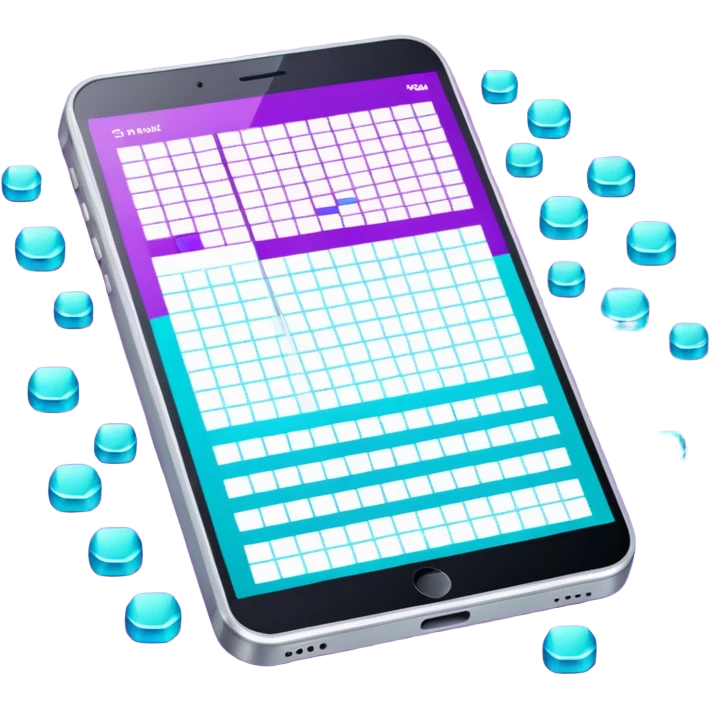 Glitter Purple and Cian spreadsheet emoji