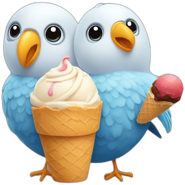 A bird with a icecream and a baby emoji