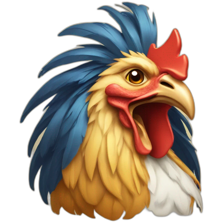 proud and howling golden rooster with a crown on its head emoji