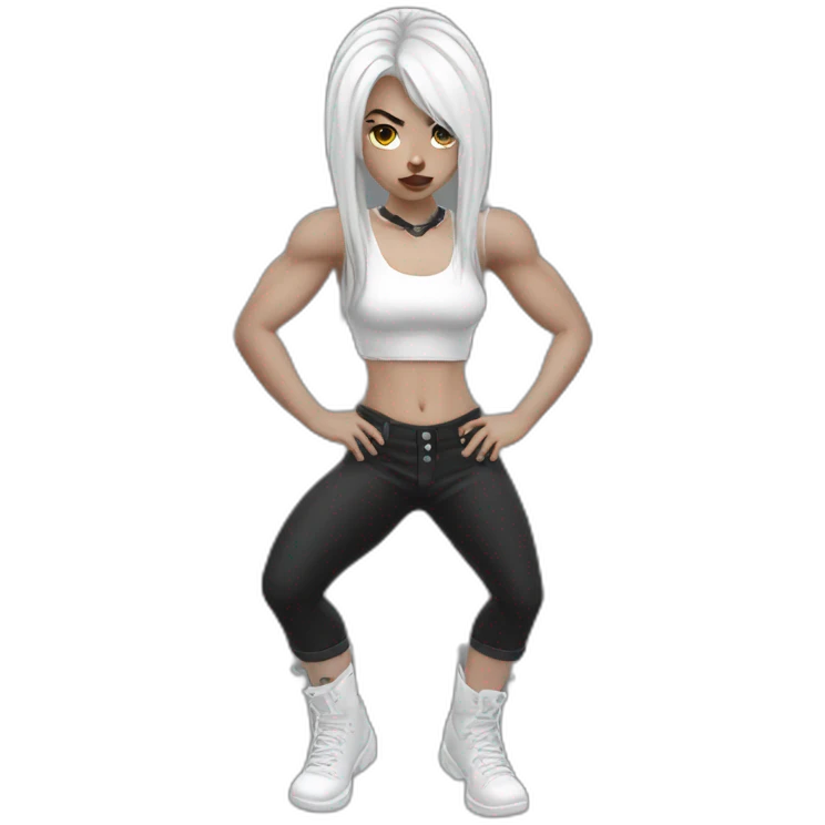 Muscle white goth girl emoji
