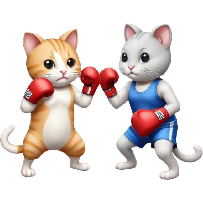 Cat fighting mouse in boxing ring emoji