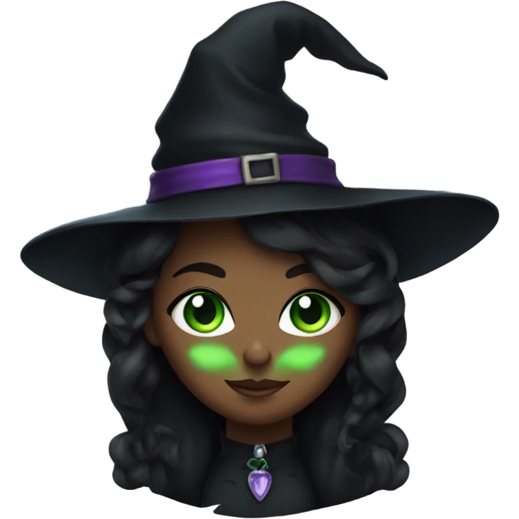 Beautiful witch with a black cat and green eyes emoji