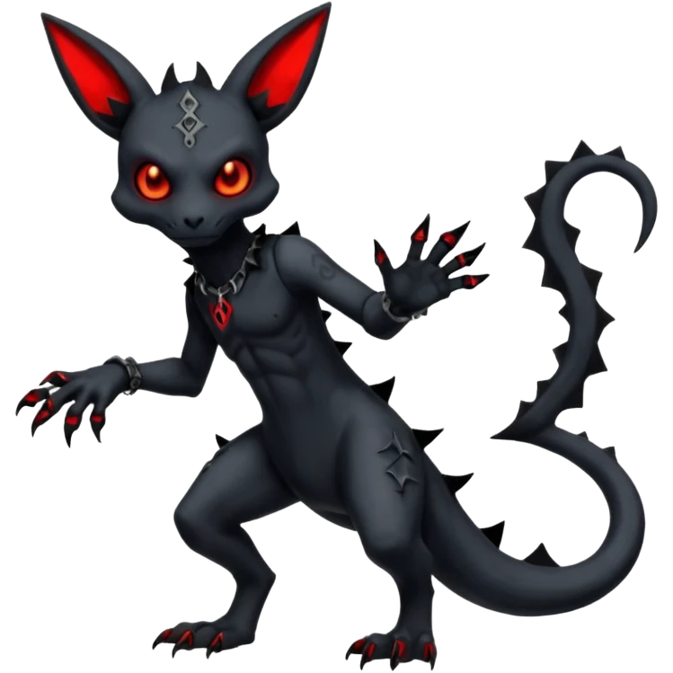 Edgy Spooky Gothic Evil Duskull-Salandit-Umbreon-Fakémon-hybrid-creature (full body)  emoji