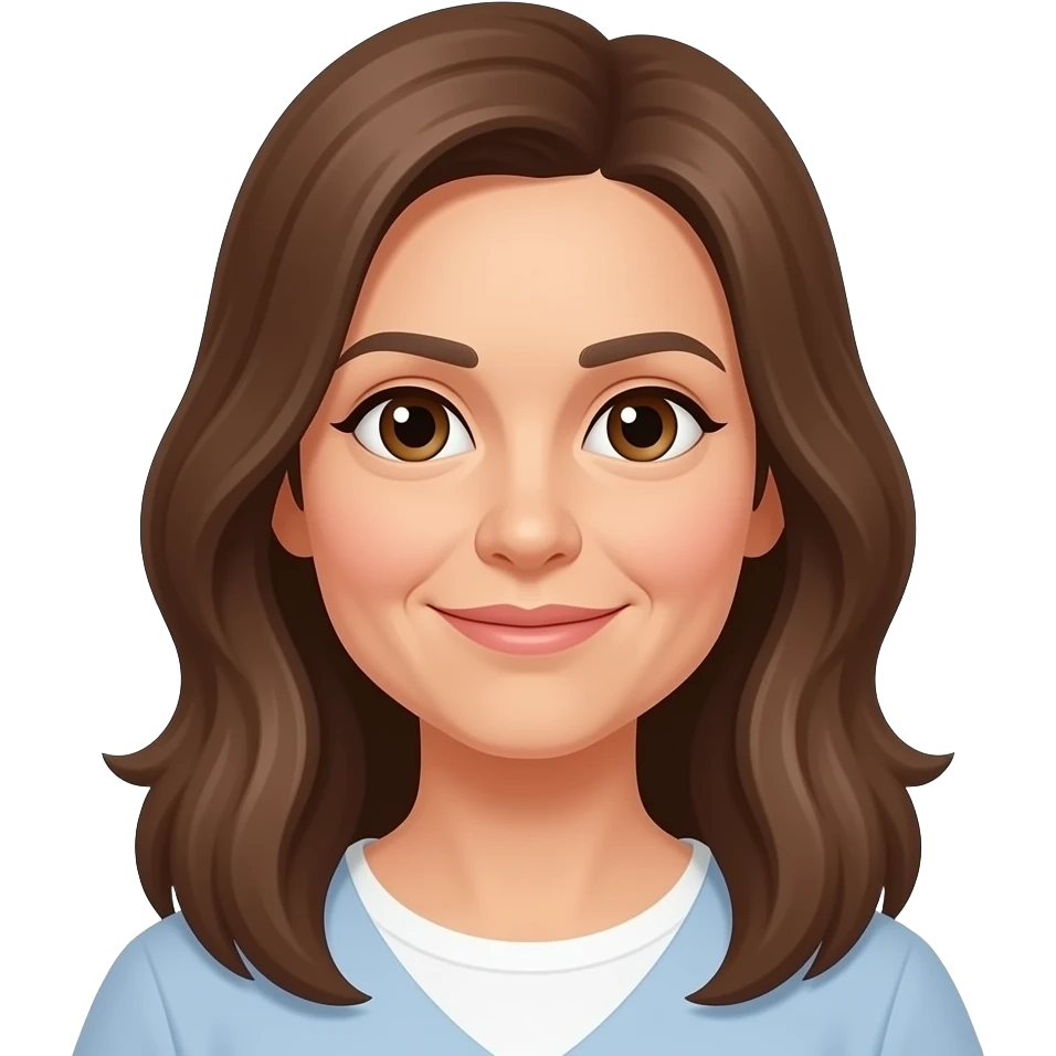 long brown hair female 55 years old brown eyes emoji