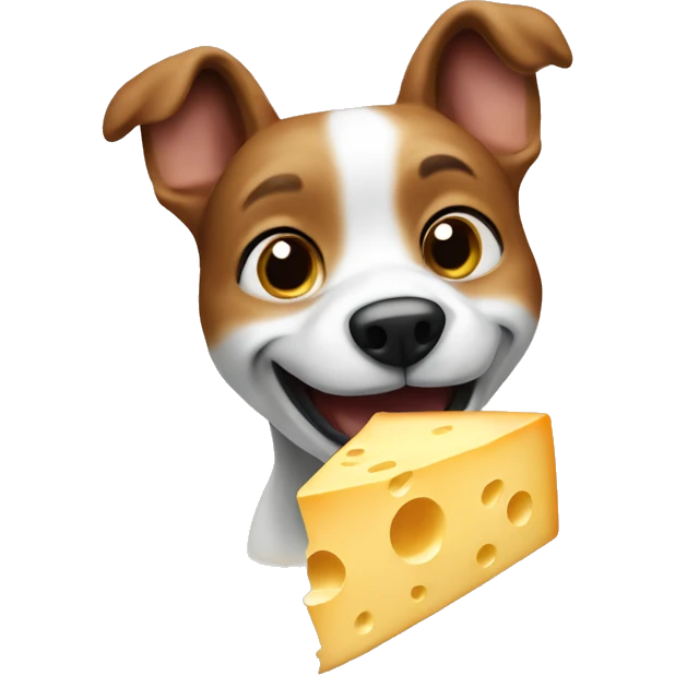 mischievous dog eating cheese emoji