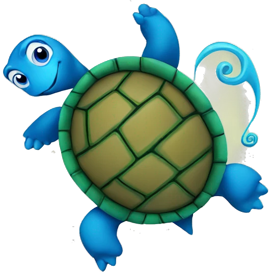 A turtle with a blue spiral behind him emoji