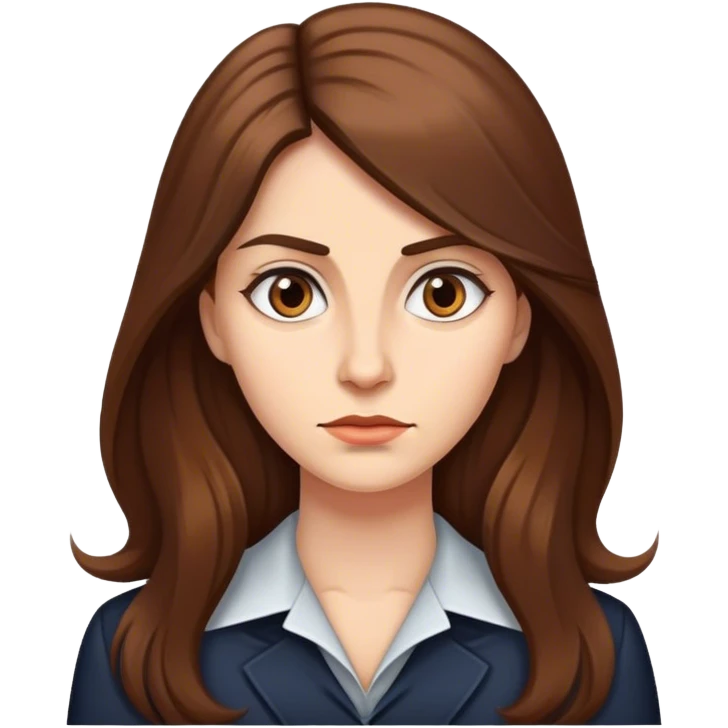 woman with Long Brown hair looking authoritarian  emoji