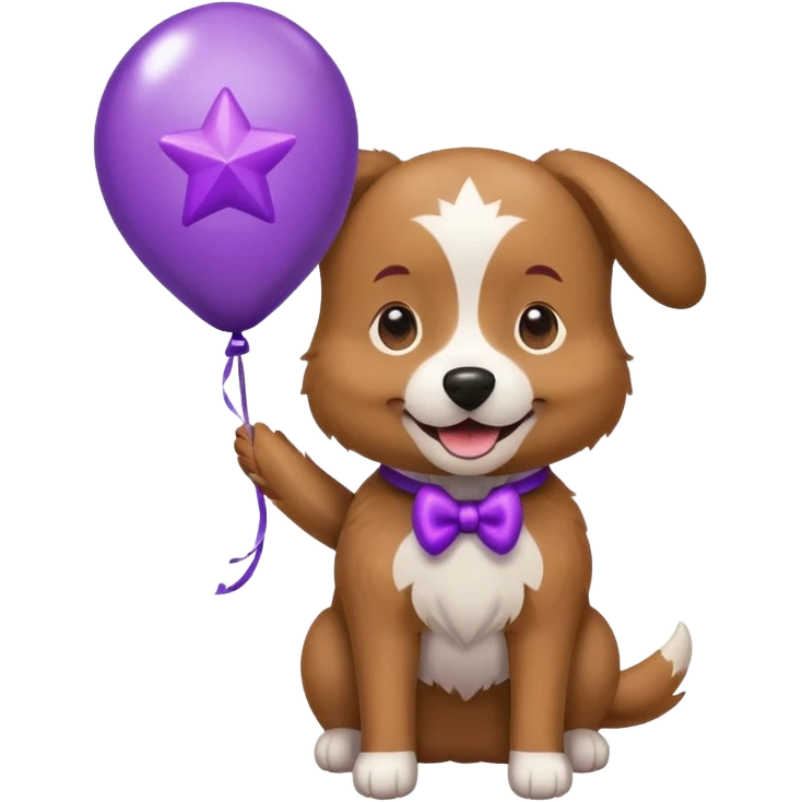 Dog hold purple star balloon emoji
